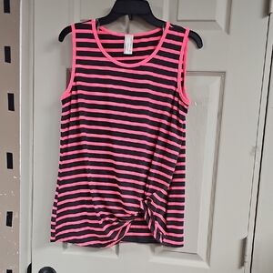 Striped Pink and Black Women's Tank Top